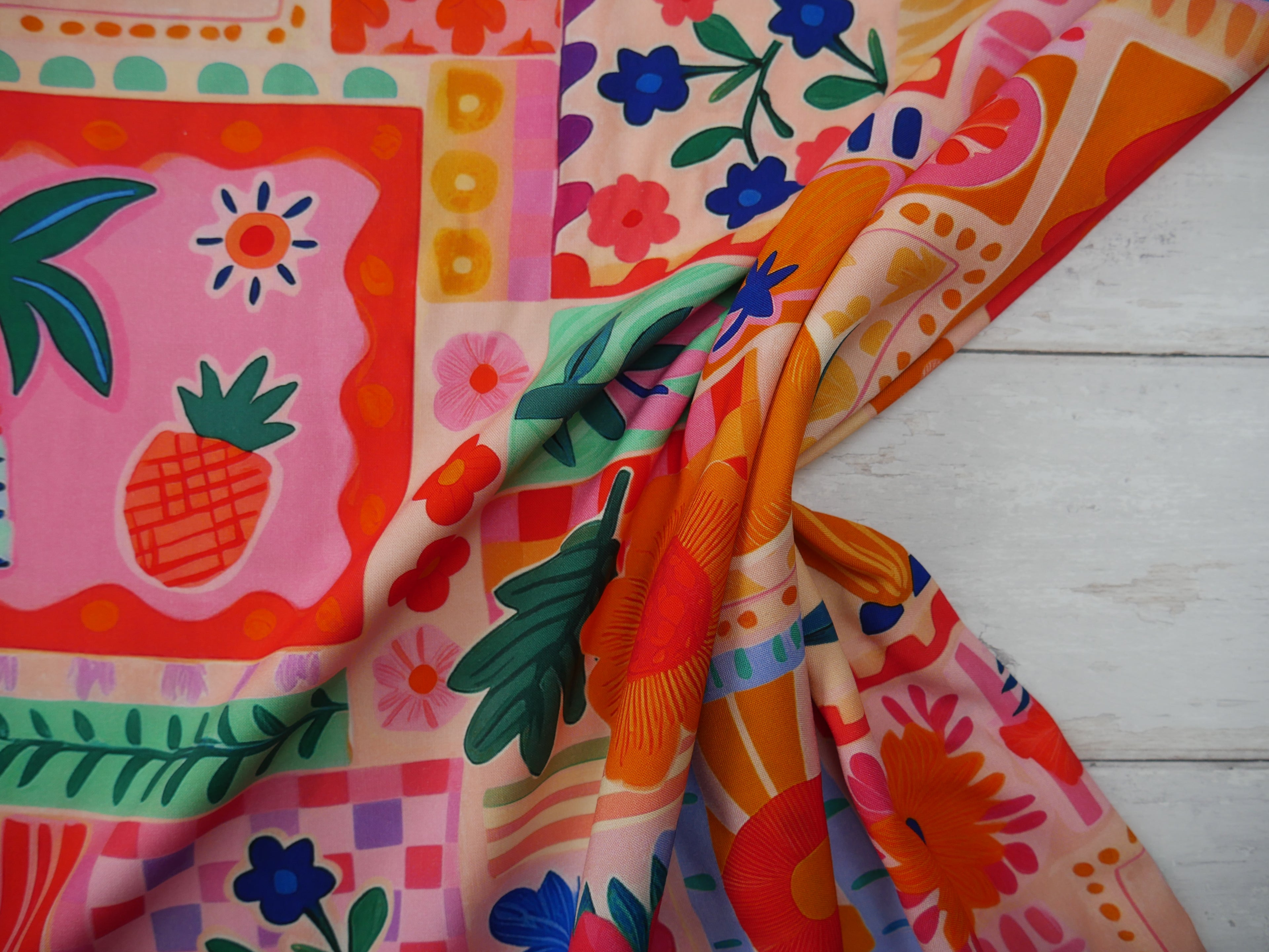 French Viscose Challis in Nice Print-Viscose Challis-Flying Bobbins Haberdashery