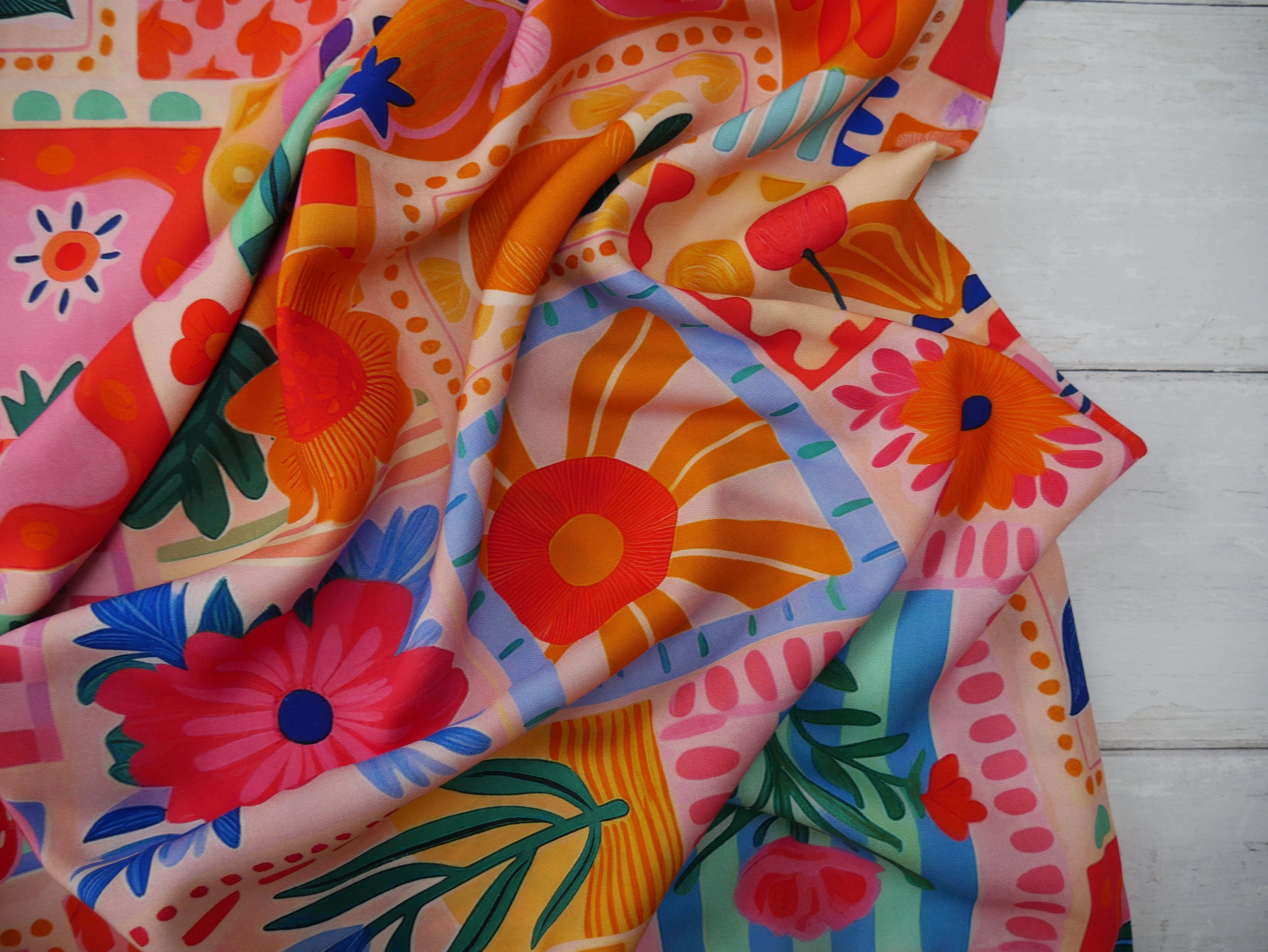 French Viscose Challis in Nice Print-Viscose Challis-Flying Bobbins Haberdashery
