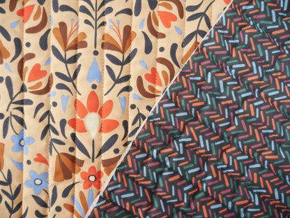 French Reversible Quilted Cotton in Lafleur Print-Viscose Challis-Flying Bobbins Haberdashery