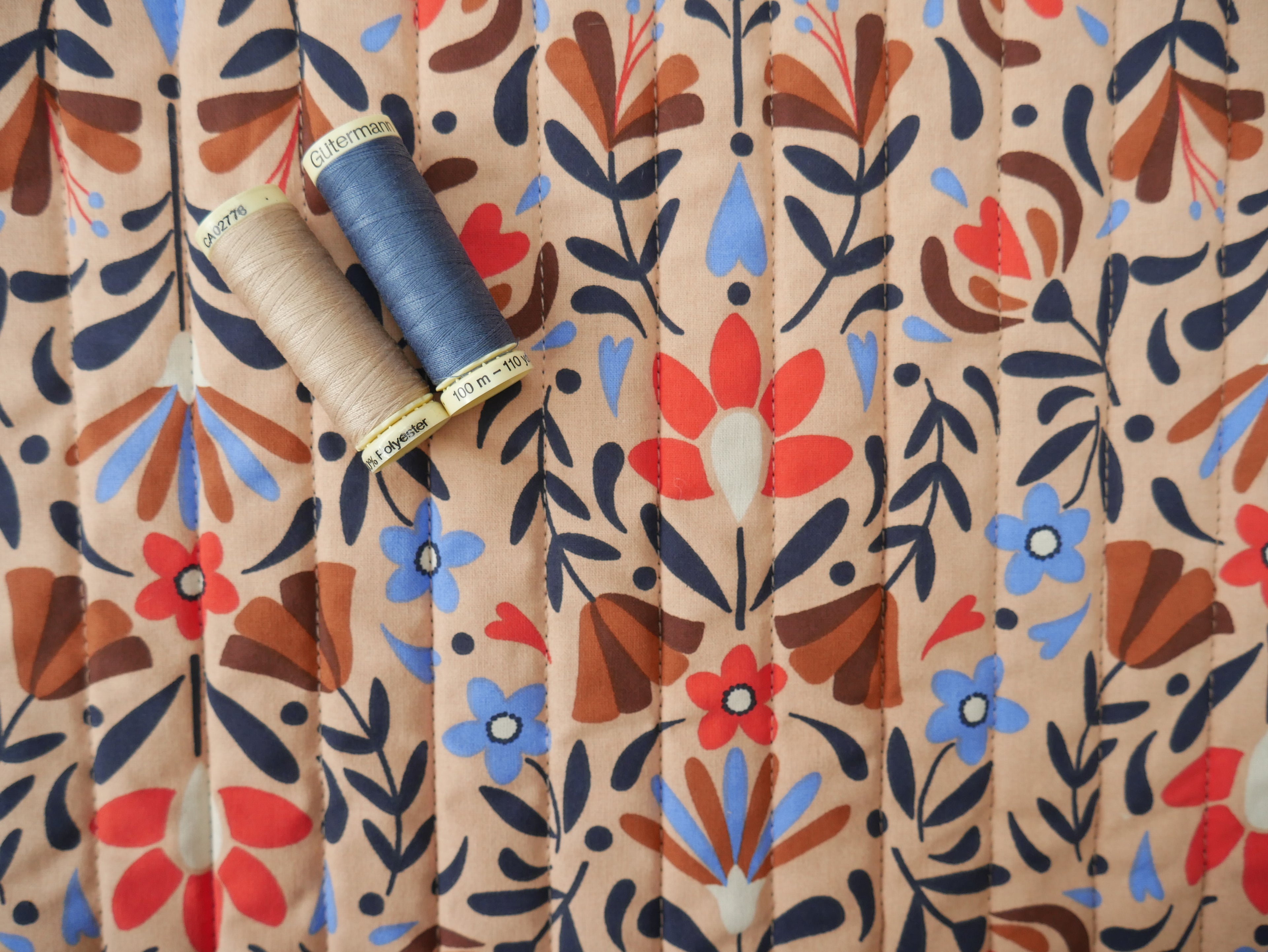 French Reversible Quilted Cotton in Lafleur Print-Viscose Challis-Flying Bobbins Haberdashery