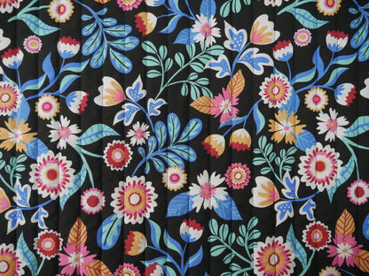 French Reversible Quilted Cotton in Kaleria Print-Viscose Challis-Flying Bobbins Haberdashery