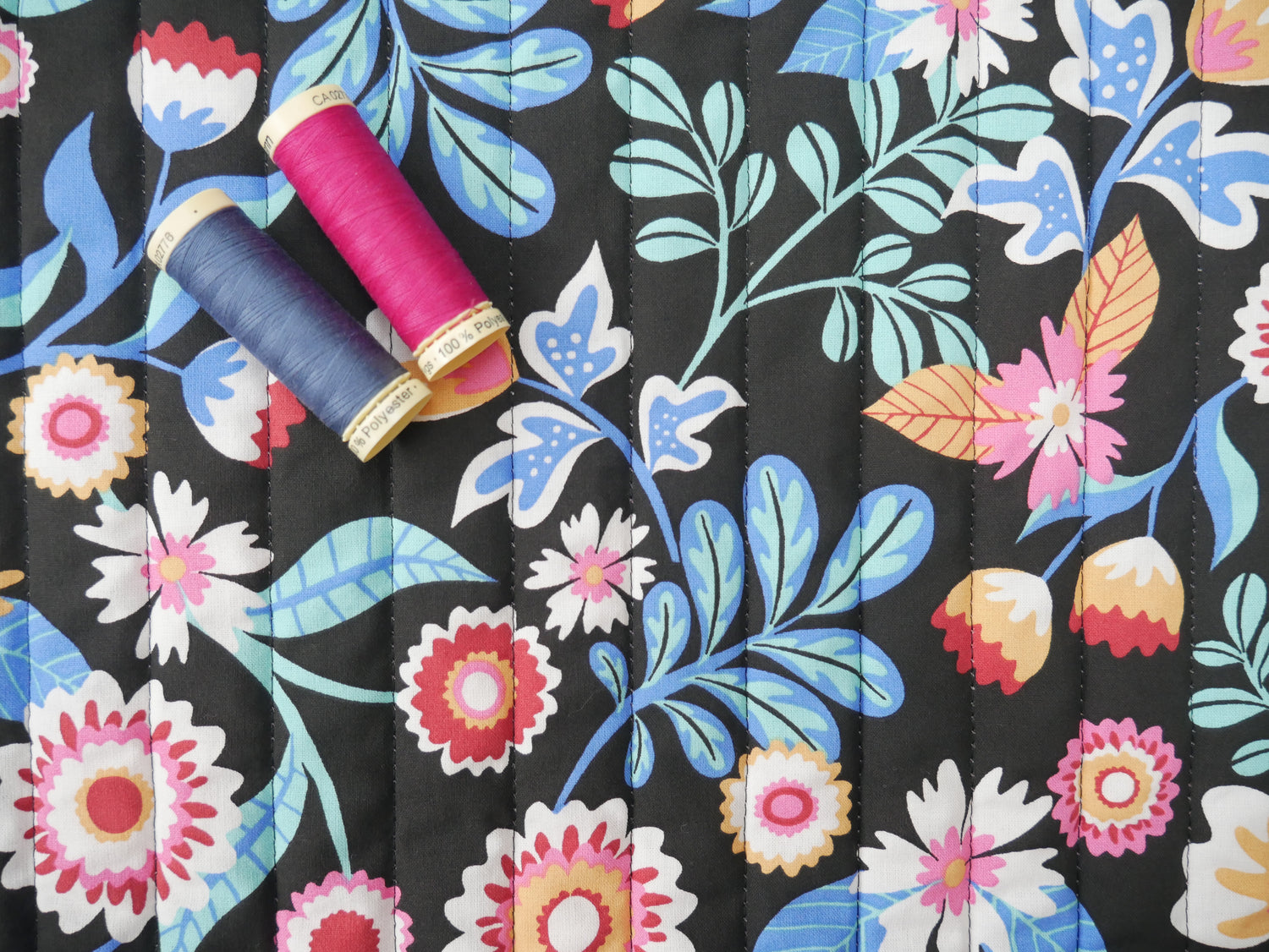 French Reversible Quilted Cotton in Kaleria Print-Viscose Challis-Flying Bobbins Haberdashery