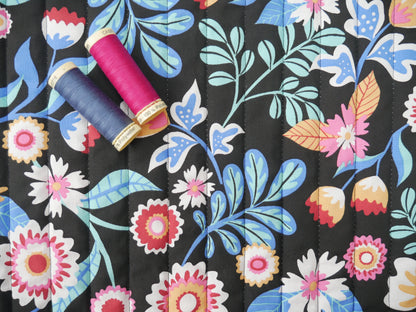 French Reversible Quilted Cotton in Kaleria Print-Viscose Challis-Flying Bobbins Haberdashery