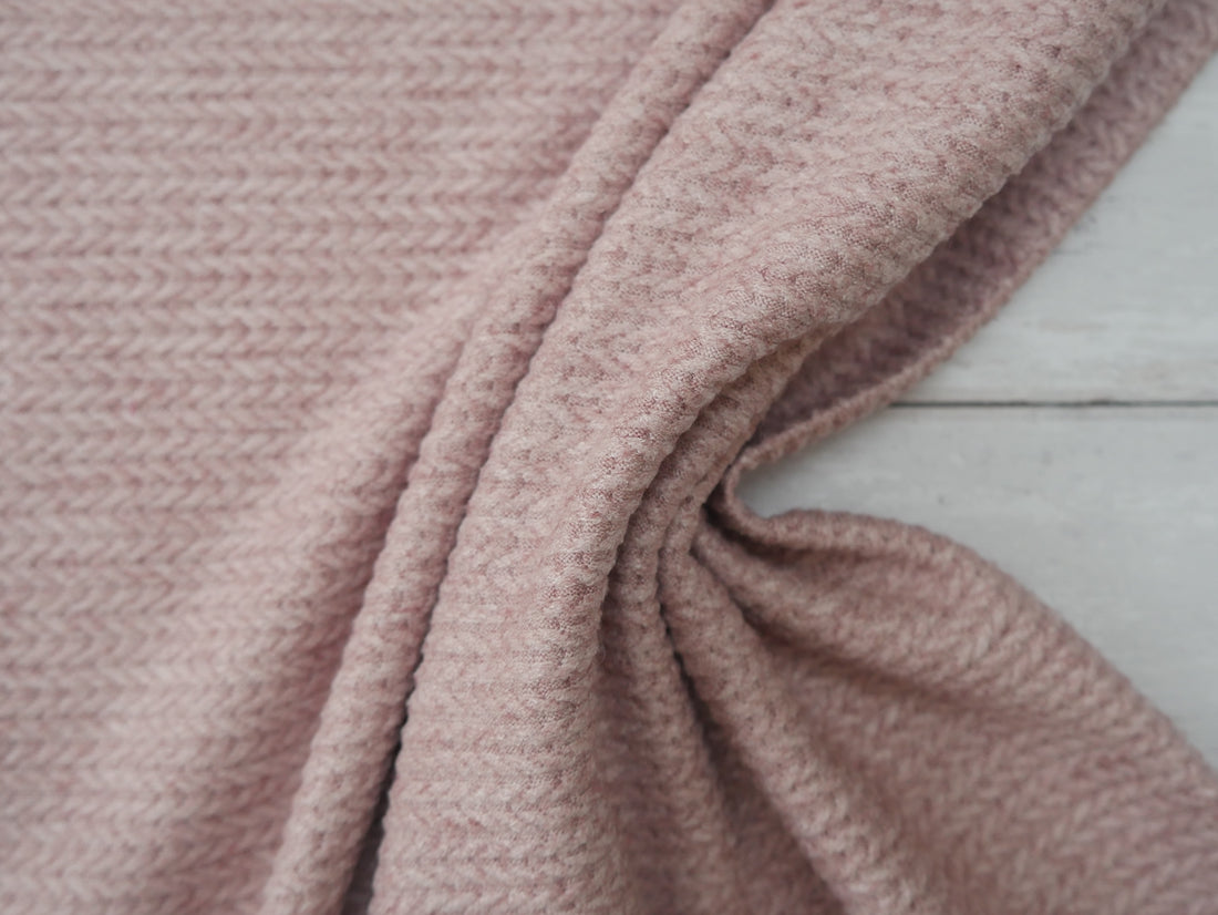Angora Touch Cable Knit - Rose Pink-Jacquard Knit-Flying Bobbins Haberdashery