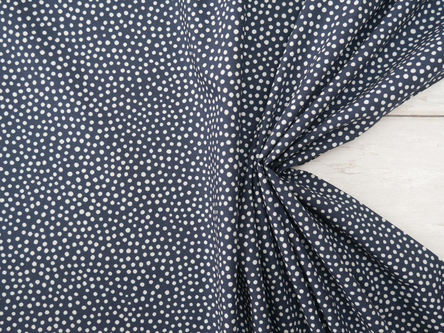 Lady McElroy Dotty About Dots Cotton Lawn in Navy-Viscose Challis-Flying Bobbins Haberdashery