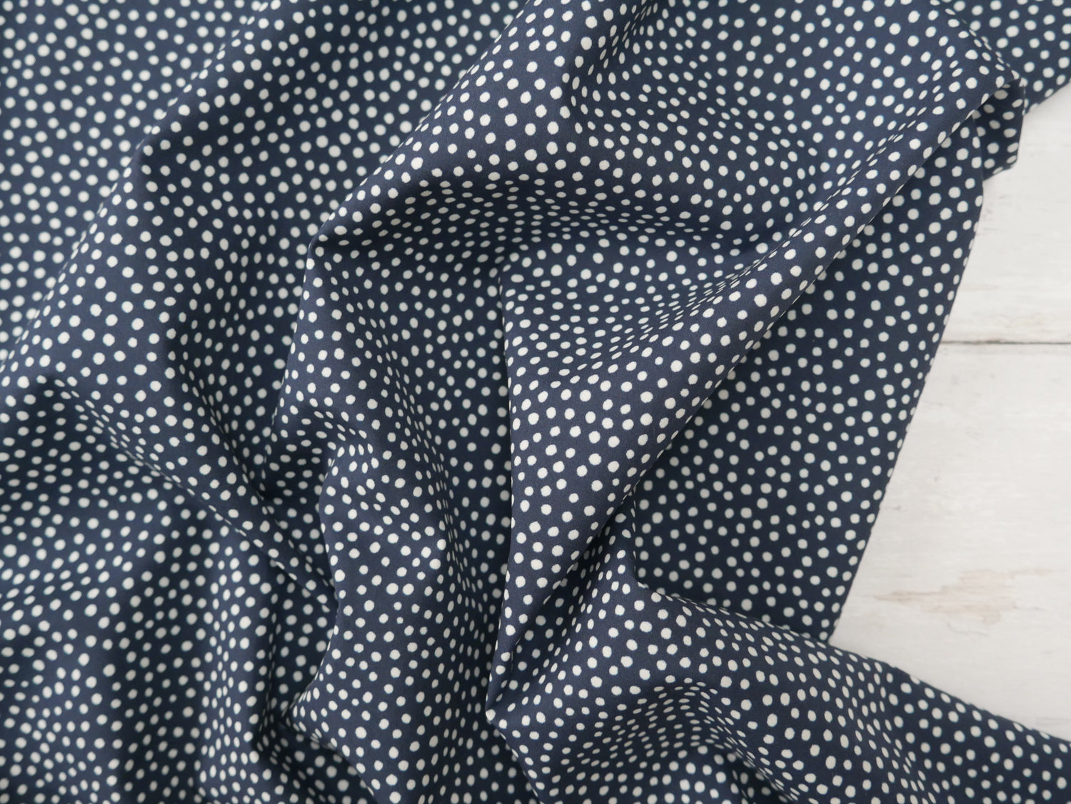 Lady McElroy Dotty About Dots Cotton Lawn in Navy-Viscose Challis-Flying Bobbins Haberdashery