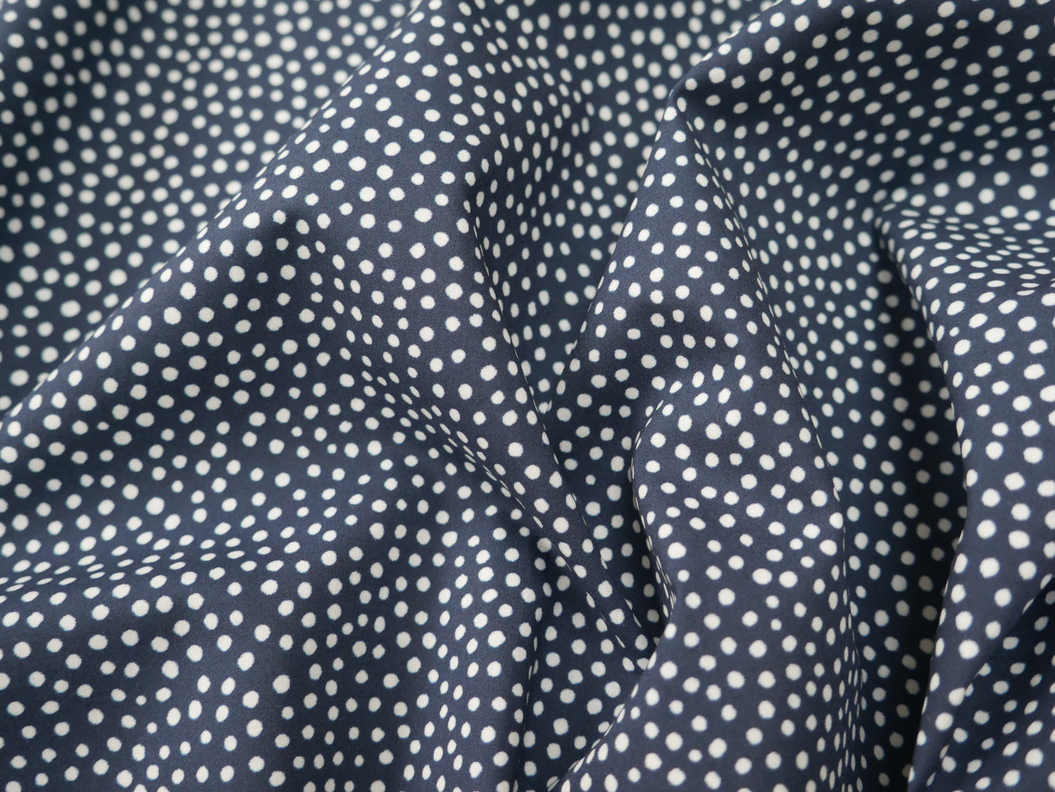 Lady McElroy Dotty About Dots Cotton Lawn in Navy-Viscose Challis-Flying Bobbins Haberdashery