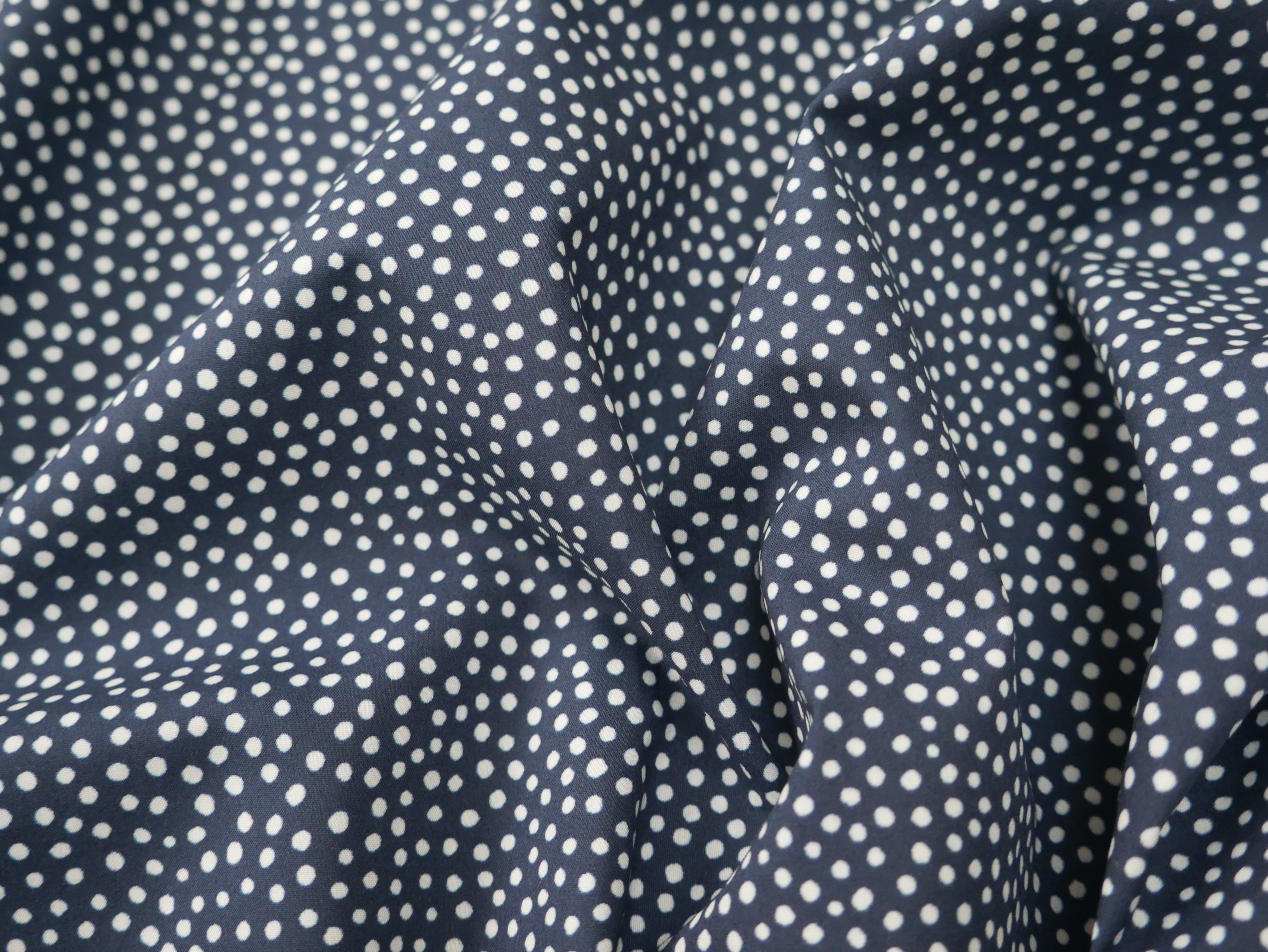 Lady McElroy Dotty About Dots Cotton Lawn in Navy-Viscose Challis-Flying Bobbins Haberdashery