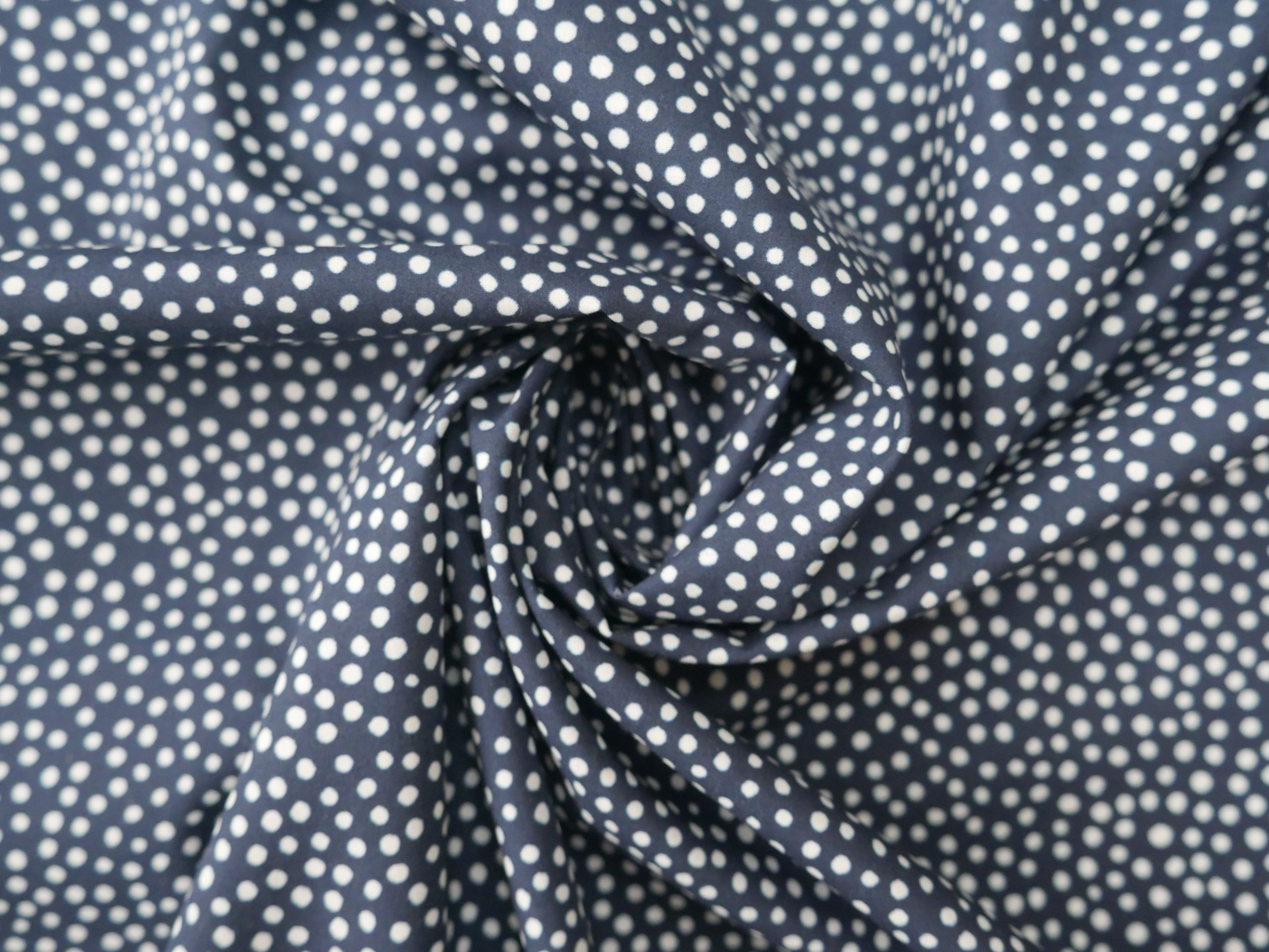Lady McElroy Dotty About Dots Cotton Lawn in Navy-Viscose Challis-Flying Bobbins Haberdashery