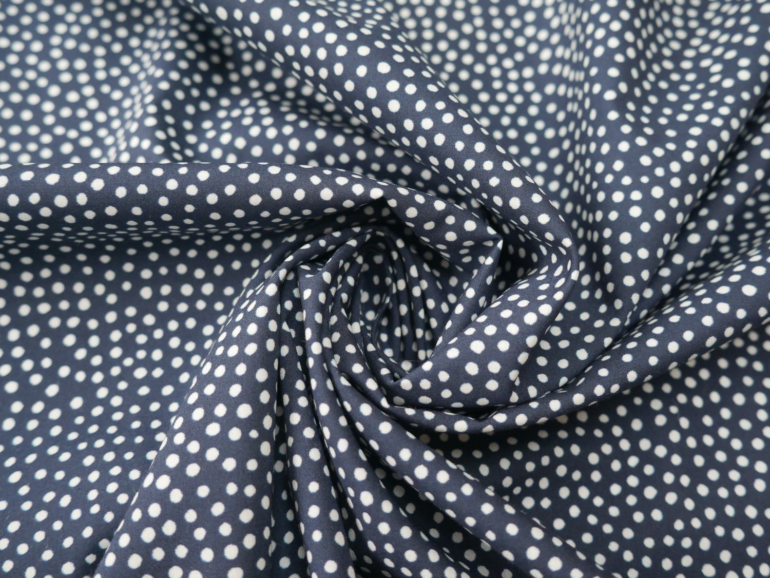Lady McElroy Dotty About Dots Cotton Lawn in Navy-Viscose Challis-Flying Bobbins Haberdashery