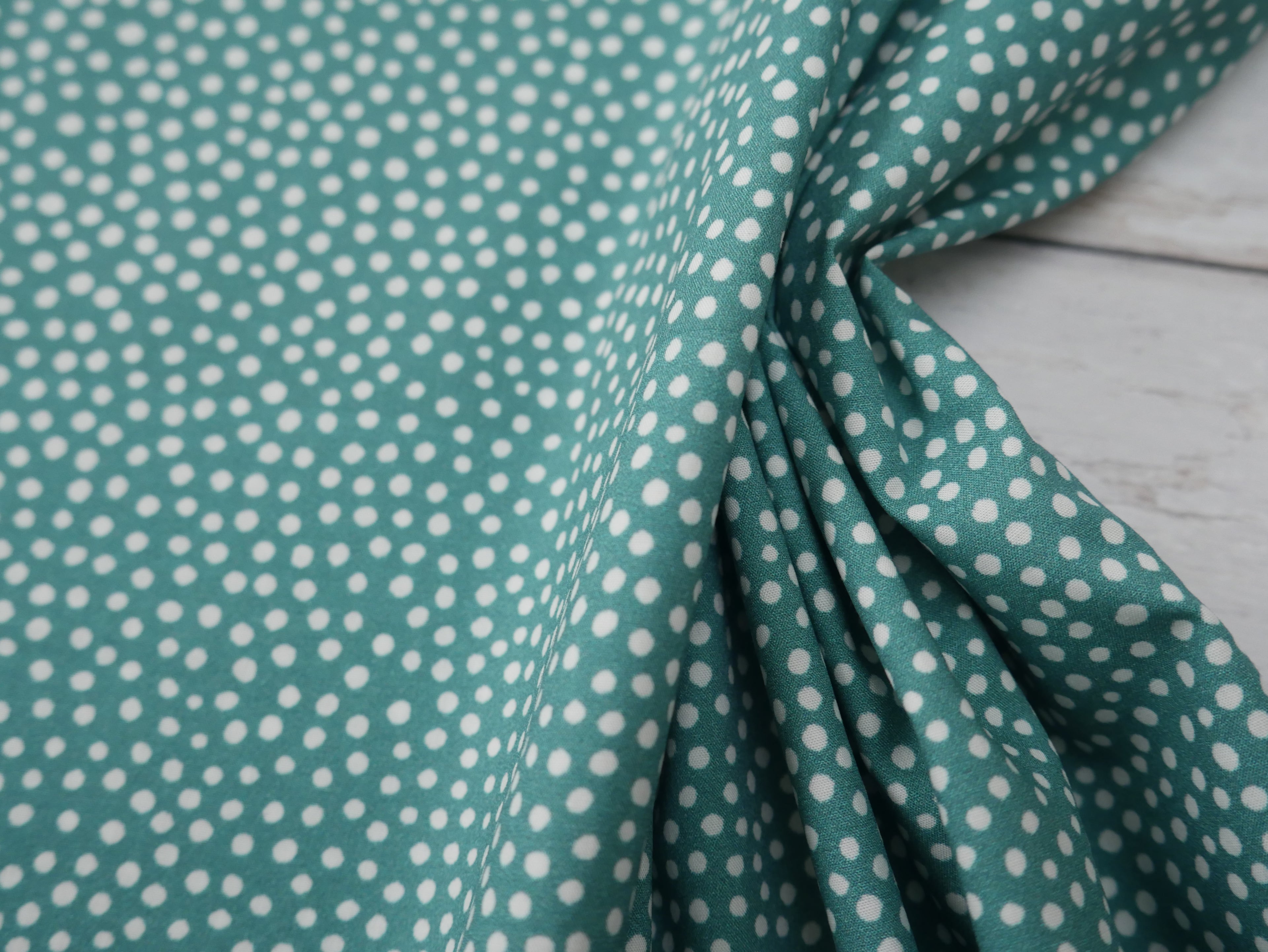 Lady McElroy Dotty About Dots Cotton Lawn in Fern Green-Viscose Challis-Flying Bobbins Haberdashery