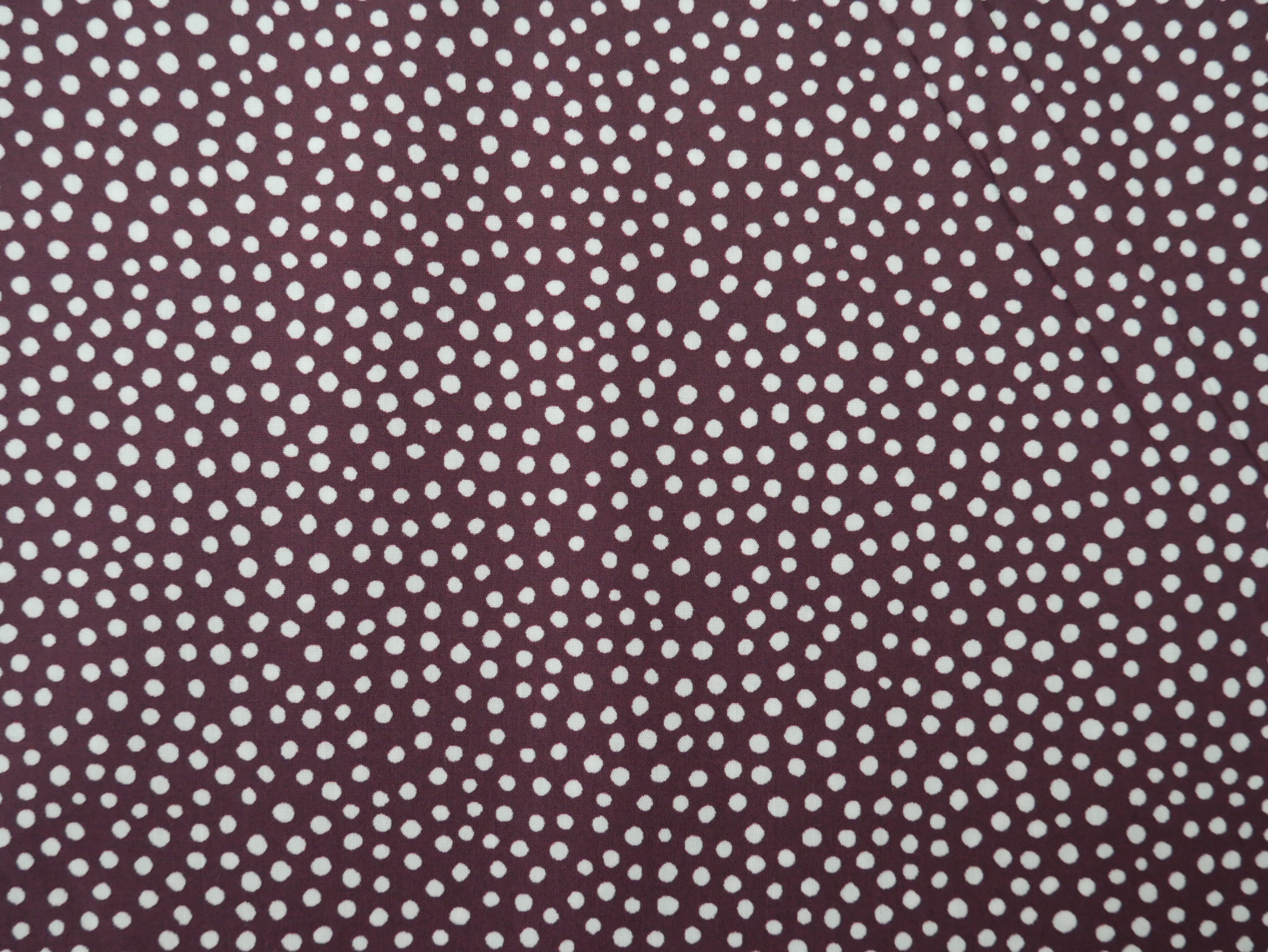 Lady McElroy Dotty About Dots Cotton Lawn in Claret-Viscose Challis-Flying Bobbins Haberdashery