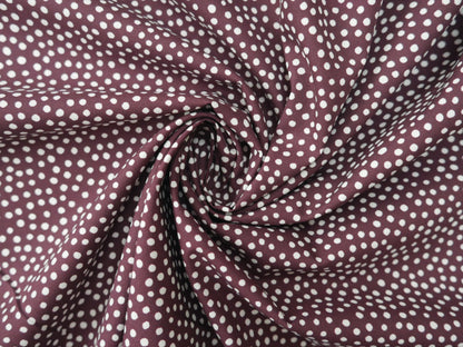 Lady McElroy Dotty About Dots Cotton Lawn in Claret-Viscose Challis-Flying Bobbins Haberdashery