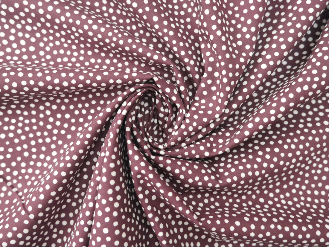Lady McElroy Dotty About Dots Cotton Lawn in Claret-Viscose Challis-Flying Bobbins Haberdashery
