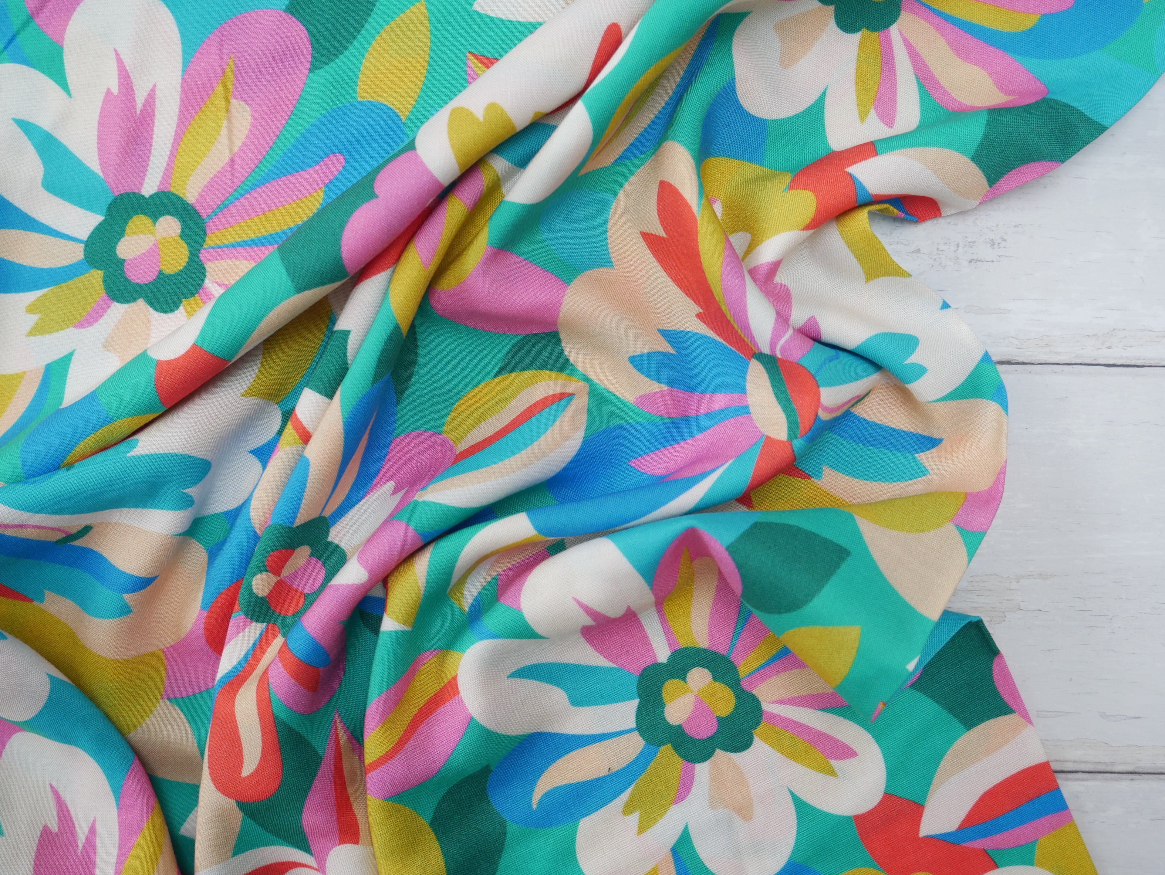 Dashwood Tapestry Floral Rayon in Green-Viscose Challis-Flying Bobbins Haberdashery