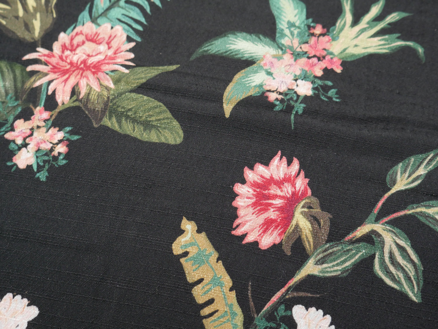 Lady McElroy Dame Fleur Linen-Look Crepe in Black-Viscose Crepe-Flying Bobbins Haberdashery