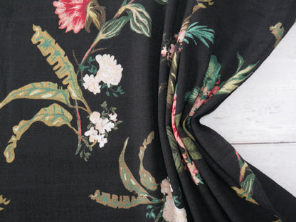 Lady McElroy Dame Fleur Linen-Look Crepe in Black-Viscose Crepe-Flying Bobbins Haberdashery