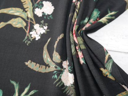 Lady McElroy Dame Fleur Linen-Look Crepe in Black-Viscose Crepe-Flying Bobbins Haberdashery