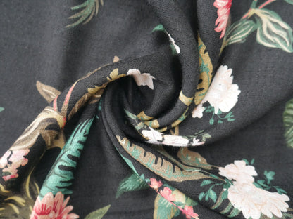 Lady McElroy Dame Fleur Linen-Look Crepe in Black-Viscose Crepe-Flying Bobbins Haberdashery
