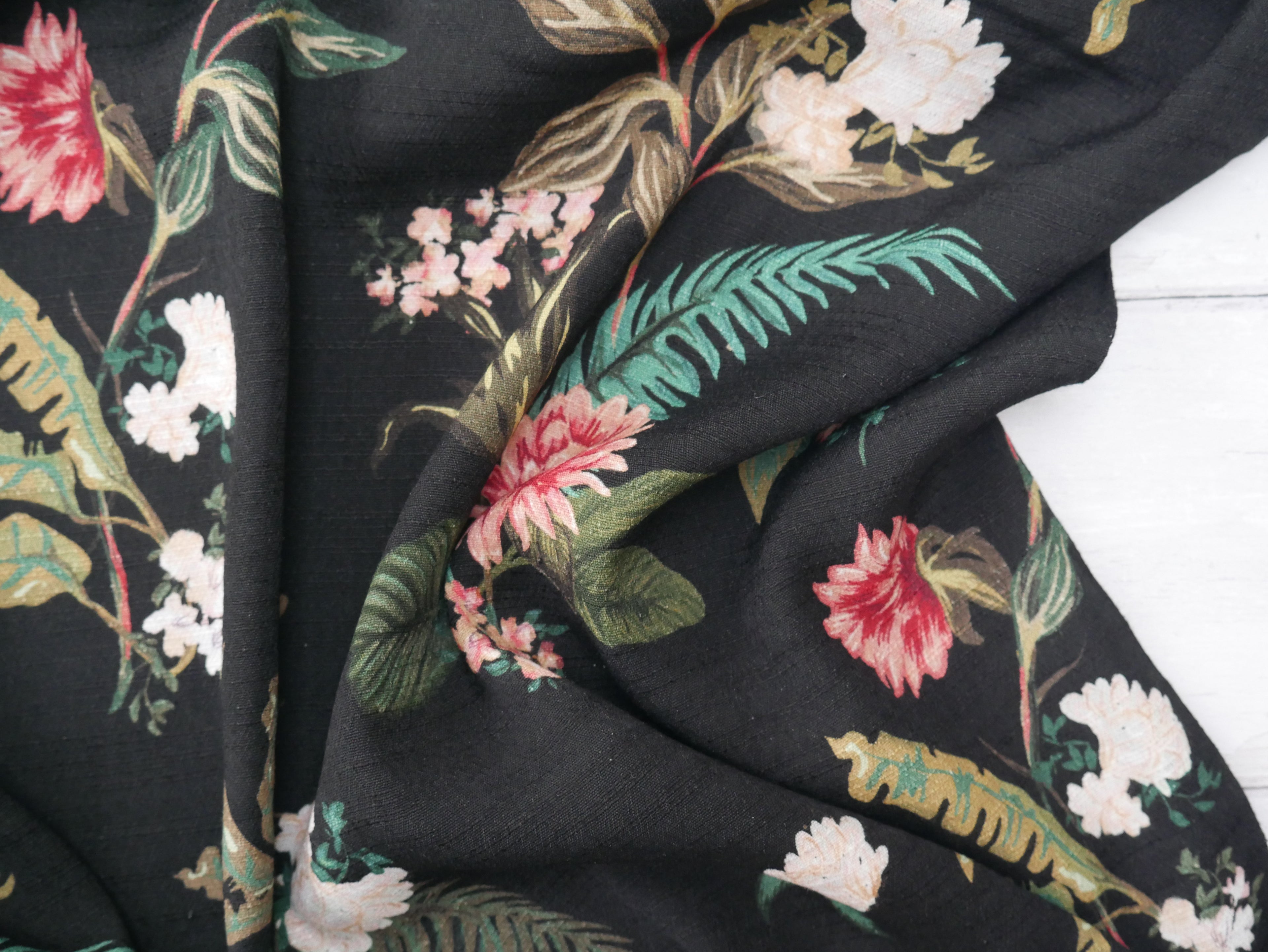 Lady McElroy Dame Fleur Linen-Look Crepe in Black-Viscose Crepe-Flying Bobbins Haberdashery