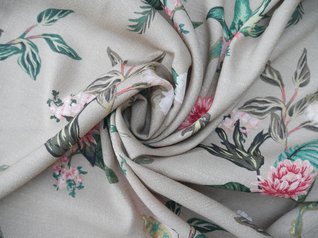 Lady McElroy Dame Fleur Linen-Look Crepe in Latte-Viscose Crepe-Flying Bobbins Haberdashery