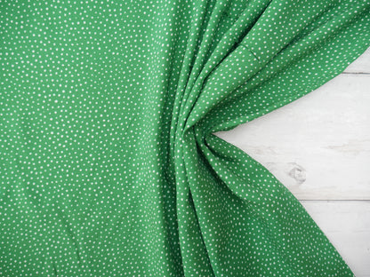 Lady McElroy Raining Dots Viscose Challis Lawn in Emerald-Viscose Challis-Flying Bobbins Haberdashery