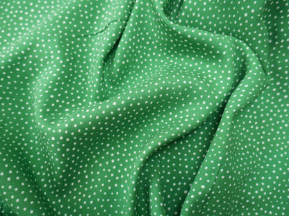 Lady McElroy Raining Dots Viscose Challis Lawn in Emerald-Viscose Challis-Flying Bobbins Haberdashery