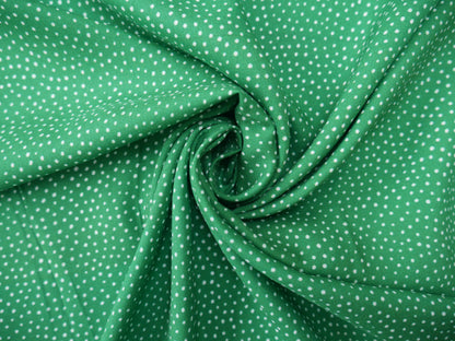 Lady McElroy Raining Dots Viscose Challis Lawn in Emerald-Viscose Challis-Flying Bobbins Haberdashery