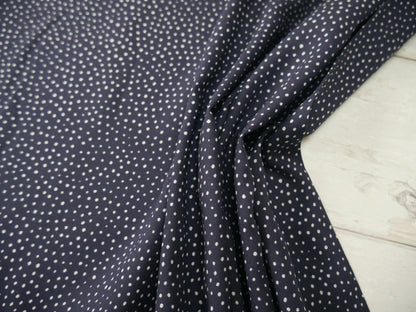 Lady McElroy Raining Dots Viscose Challis Lawn in Navy-Viscose Challis-Flying Bobbins Haberdashery