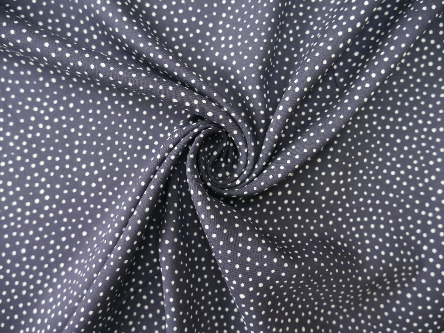 Lady McElroy Raining Dots Viscose Challis Lawn in Navy-Viscose Challis-Flying Bobbins Haberdashery