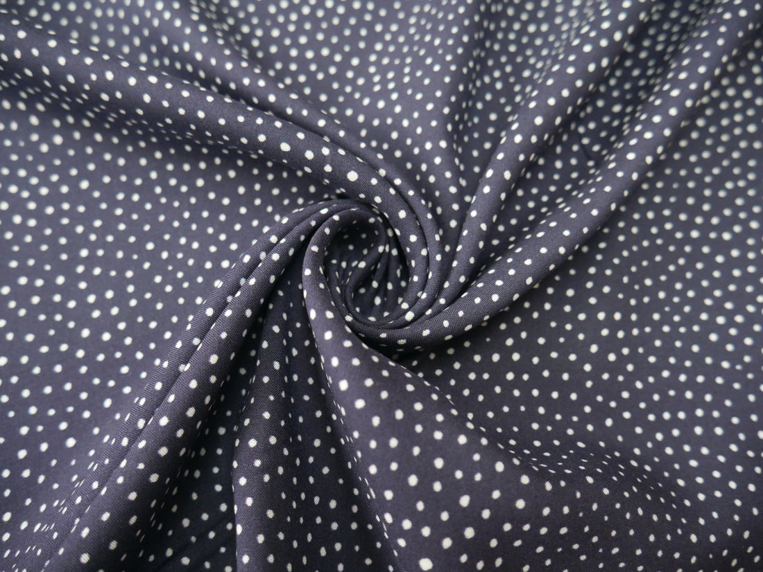 Lady McElroy Raining Dots Viscose Challis Lawn in Navy-Viscose Challis-Flying Bobbins Haberdashery