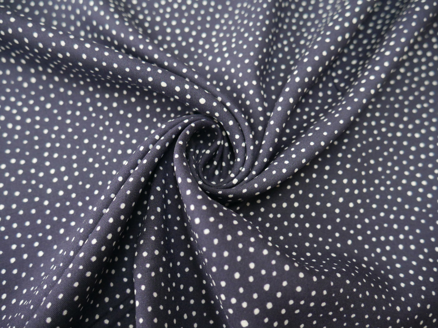 Lady McElroy Raining Dots Viscose Challis Lawn in Navy-Viscose Challis-Flying Bobbins Haberdashery