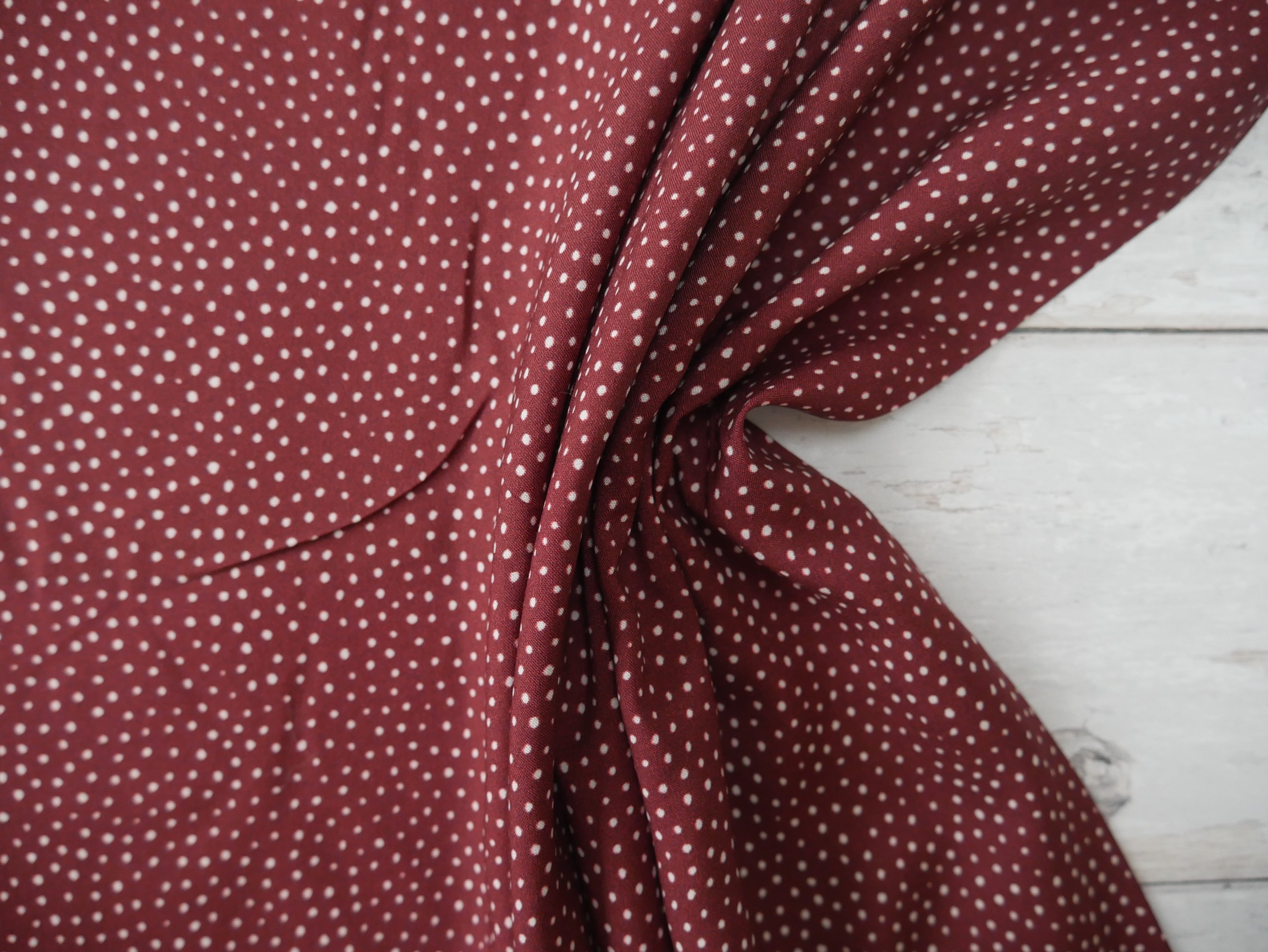 Lady McElroy Raining Dots Viscose Challis Lawn in Mocha-Viscose Challis-Flying Bobbins Haberdashery