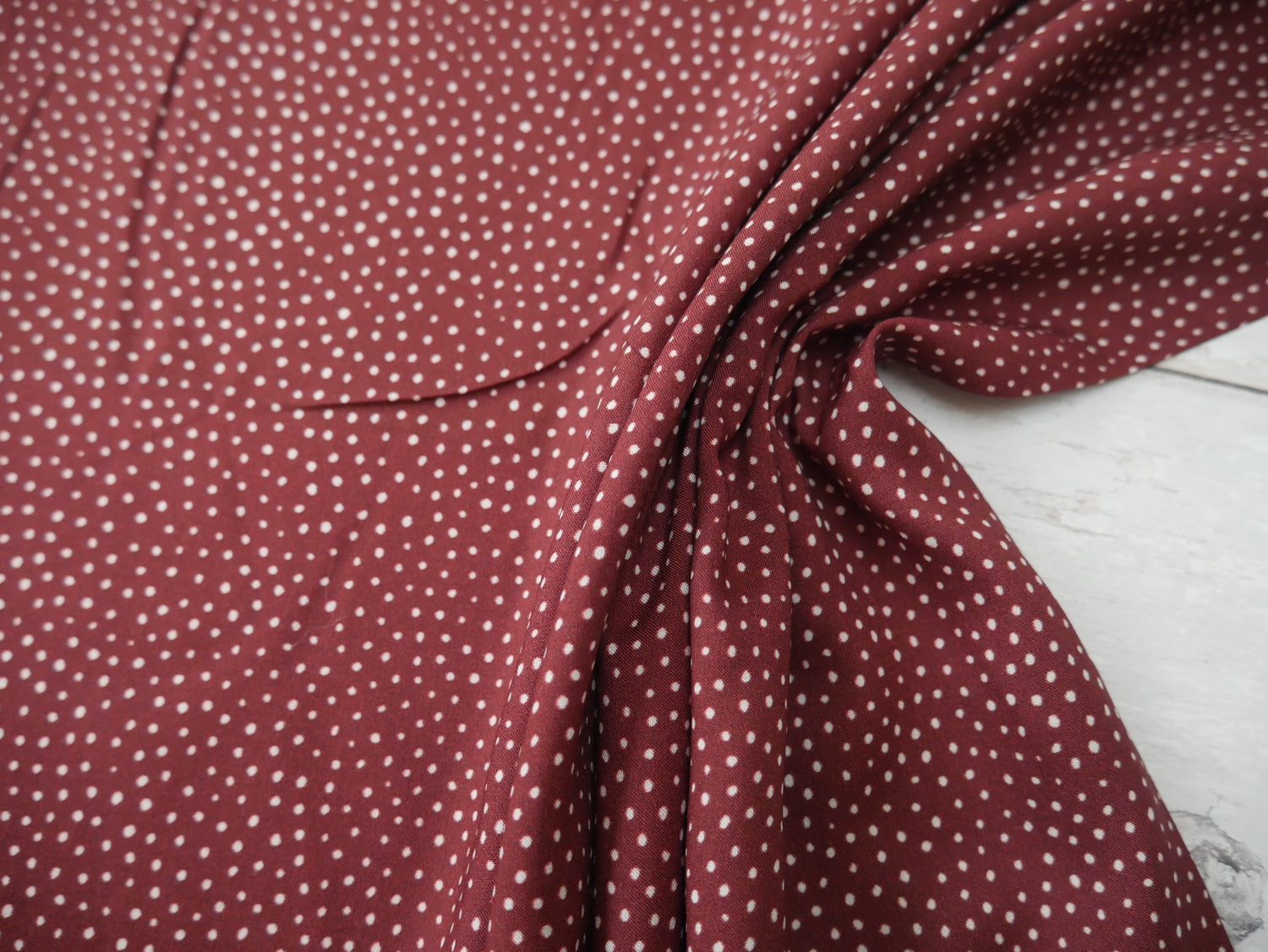 Lady McElroy Raining Dots Viscose Challis Lawn in Mocha-Viscose Challis-Flying Bobbins Haberdashery