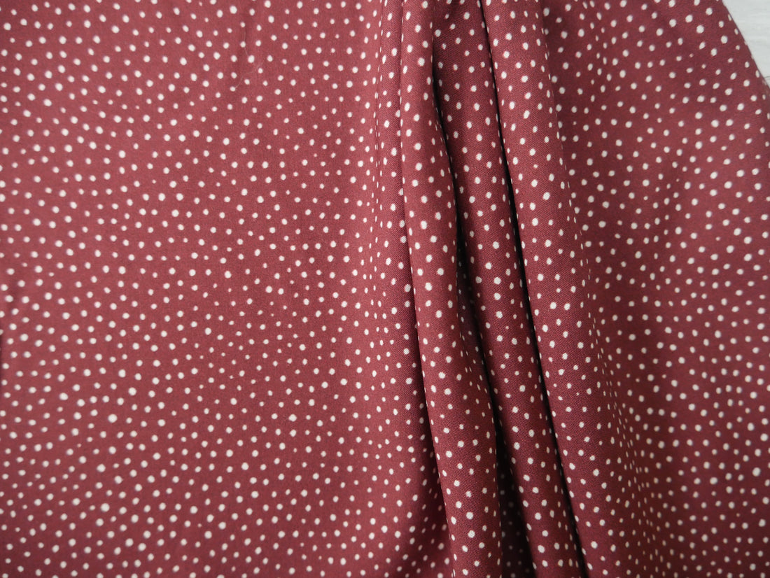 Lady McElroy Raining Dots Viscose Challis Lawn in Mocha-Viscose Challis-Flying Bobbins Haberdashery