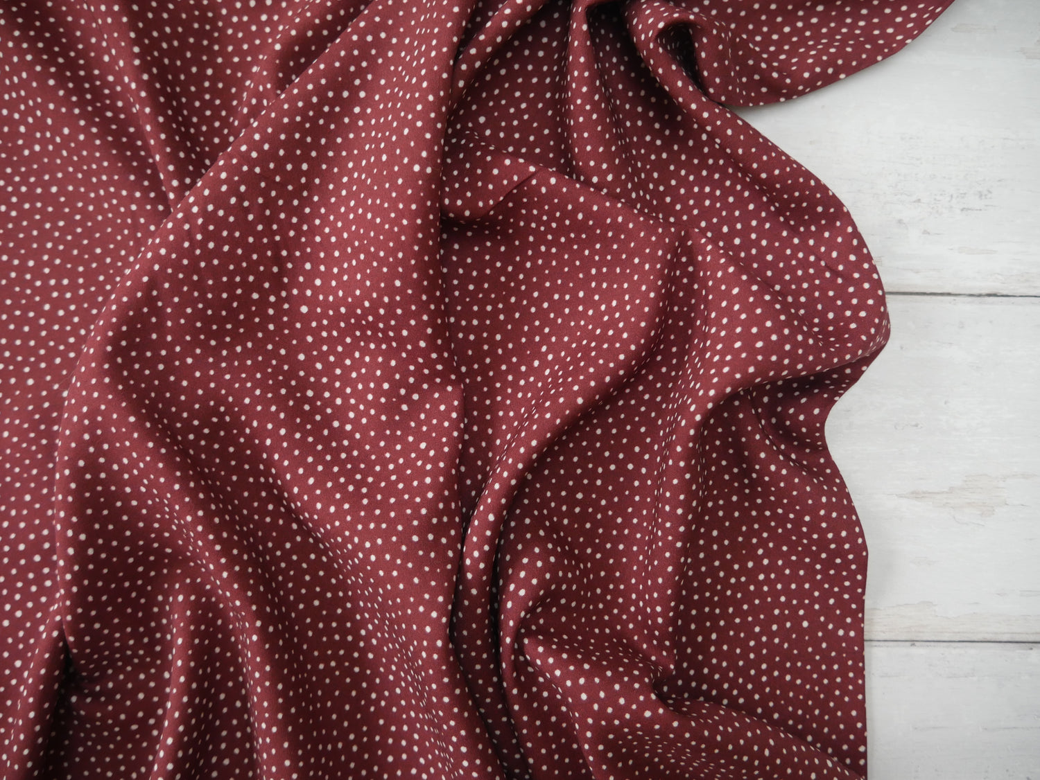Lady McElroy Raining Dots Viscose Challis Lawn in Mocha-Viscose Challis-Flying Bobbins Haberdashery