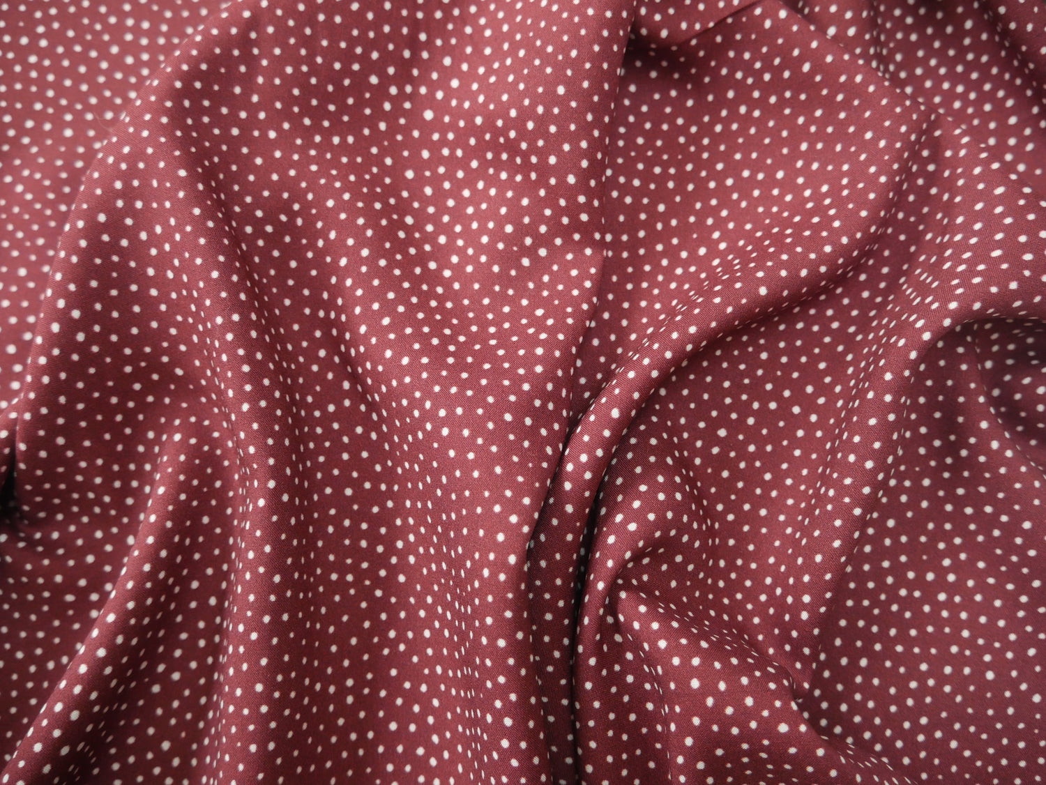 Lady McElroy Raining Dots Viscose Challis Lawn in Mocha-Viscose Challis-Flying Bobbins Haberdashery