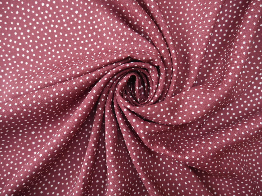 Lady McElroy Raining Dots Viscose Challis Lawn in Mocha-Viscose Challis-Flying Bobbins Haberdashery