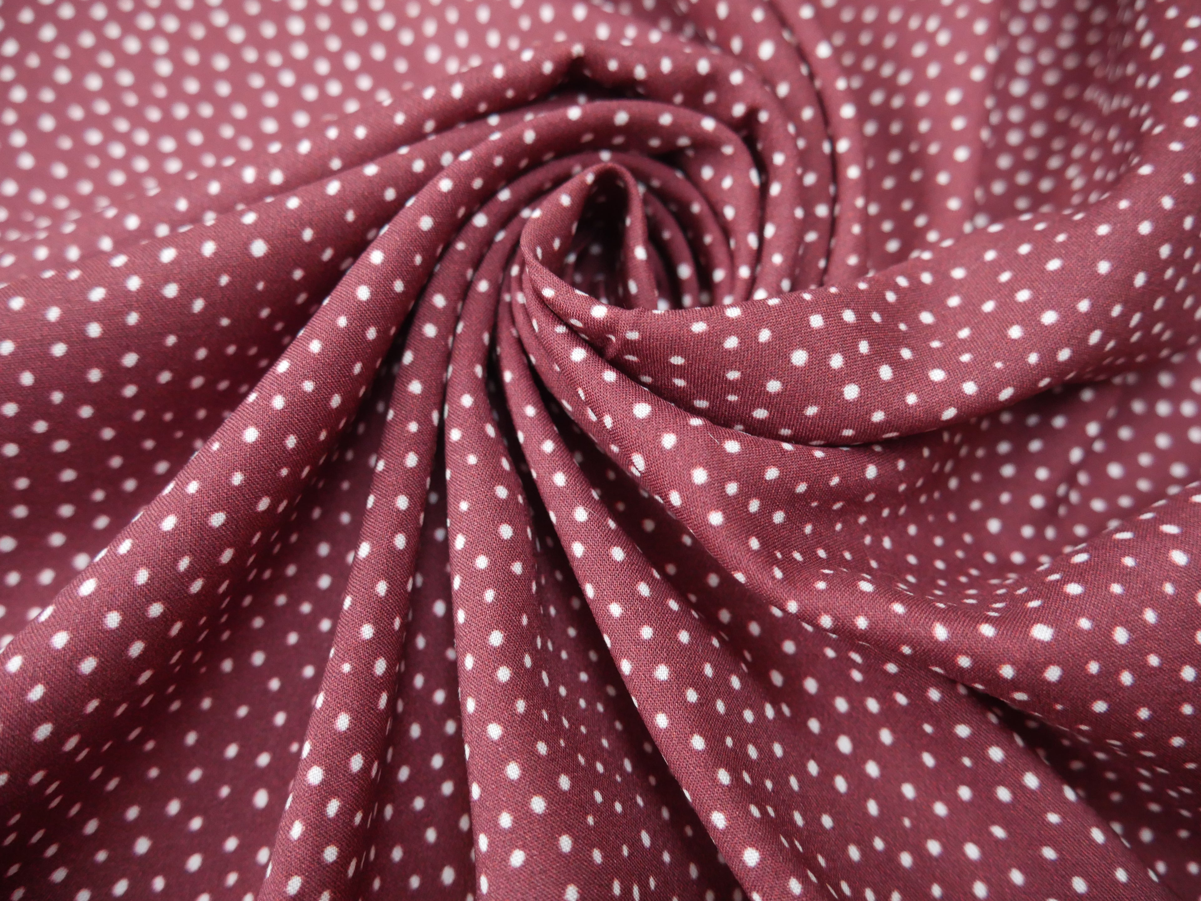 Lady McElroy Raining Dots Viscose Challis Lawn in Mocha-Viscose Challis-Flying Bobbins Haberdashery