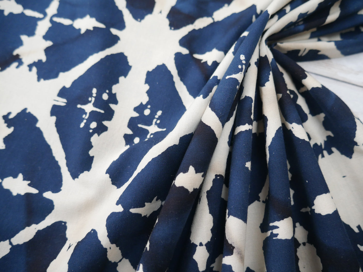 Handcrafted Batik Cotton in Indigo-Cotton Fabric-Flying Bobbins Haberdashery