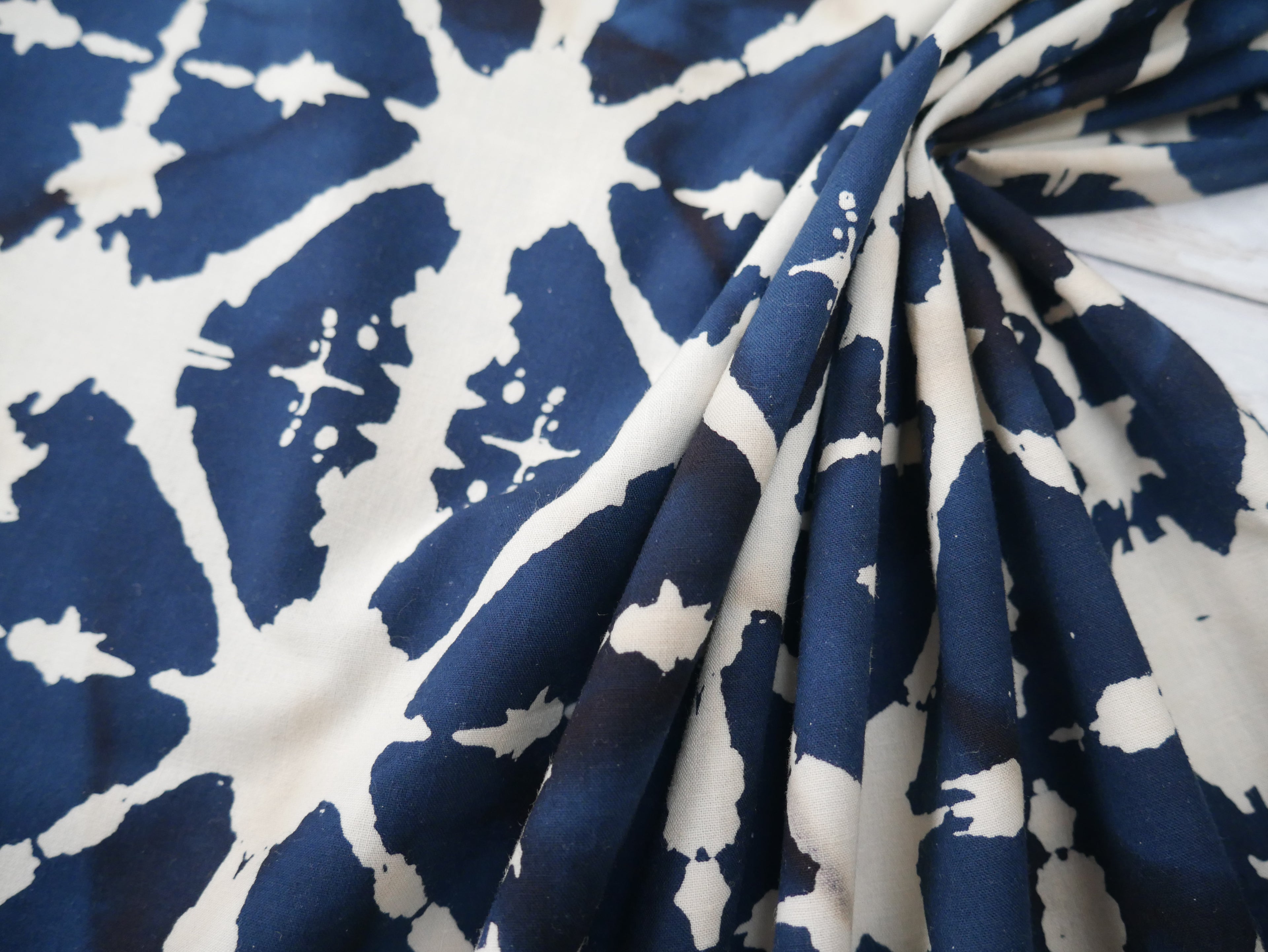 Handcrafted Batik Cotton in Indigo-Cotton Fabric-Flying Bobbins Haberdashery