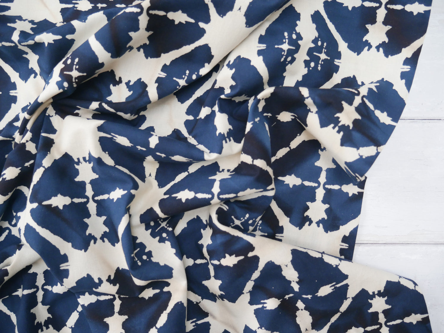 Handcrafted Batik Cotton in Indigo-Cotton Fabric-Flying Bobbins Haberdashery