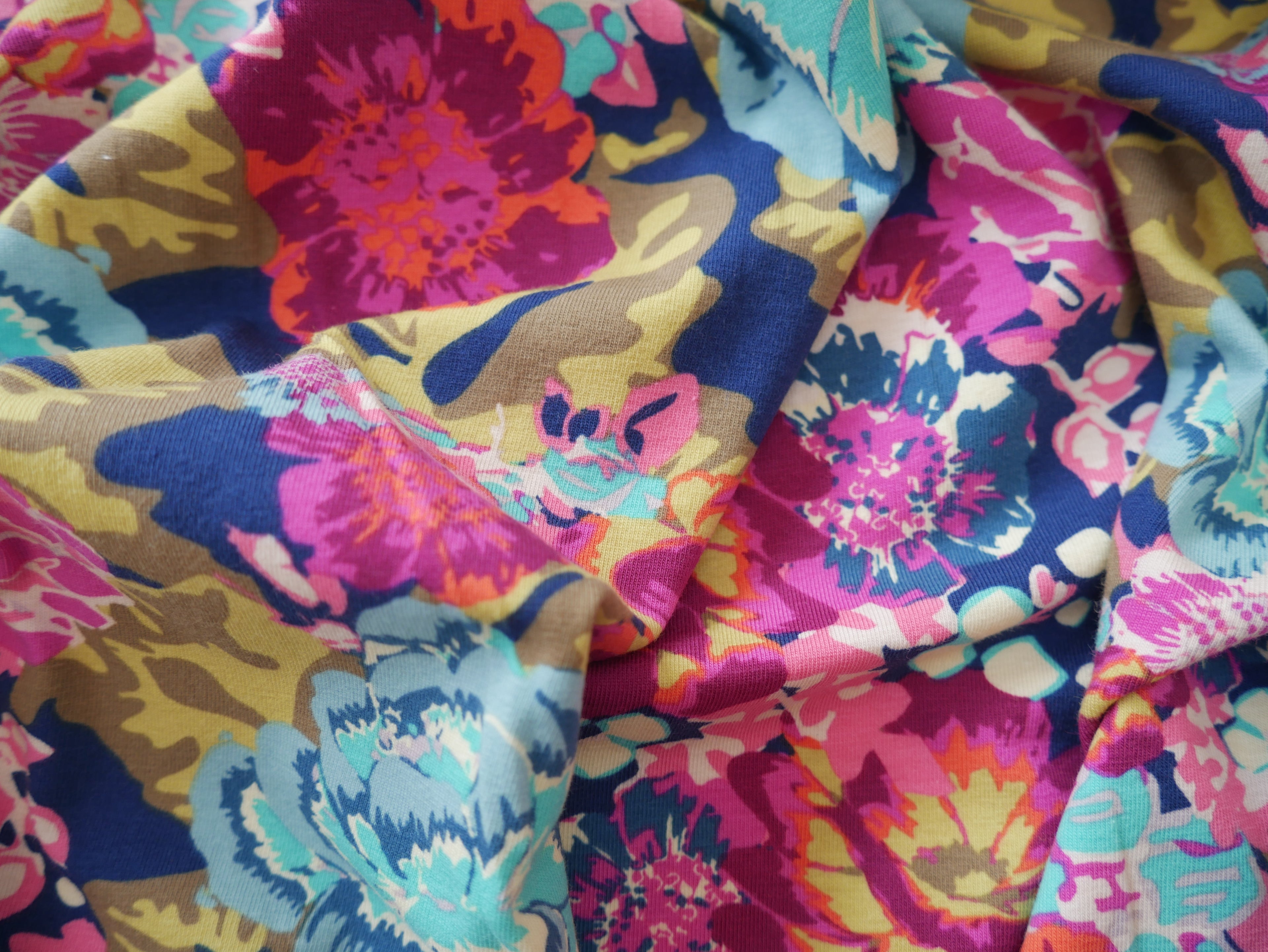 AGF Cotton Jersey in Boho Fusion Aqua Di Rose-Jacquard Knit-Flying Bobbins Haberdashery
