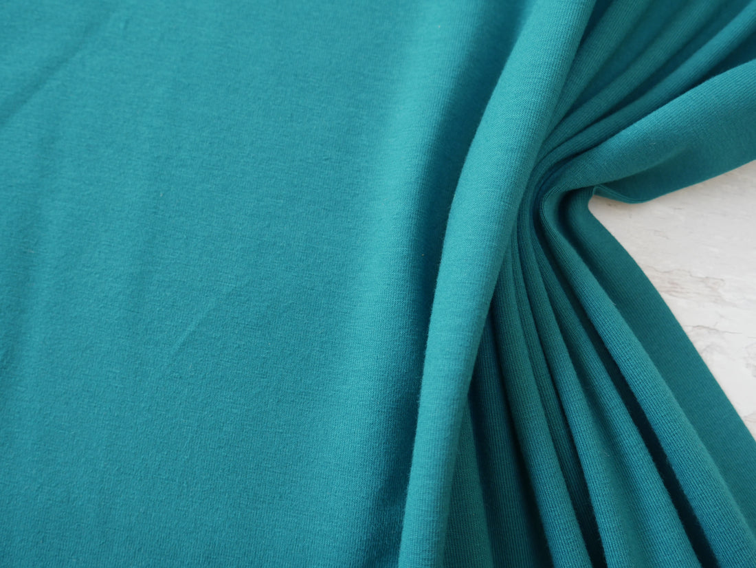 Cotton Jersey in Peacock-Cotton Jersey-Flying Bobbins Haberdashery