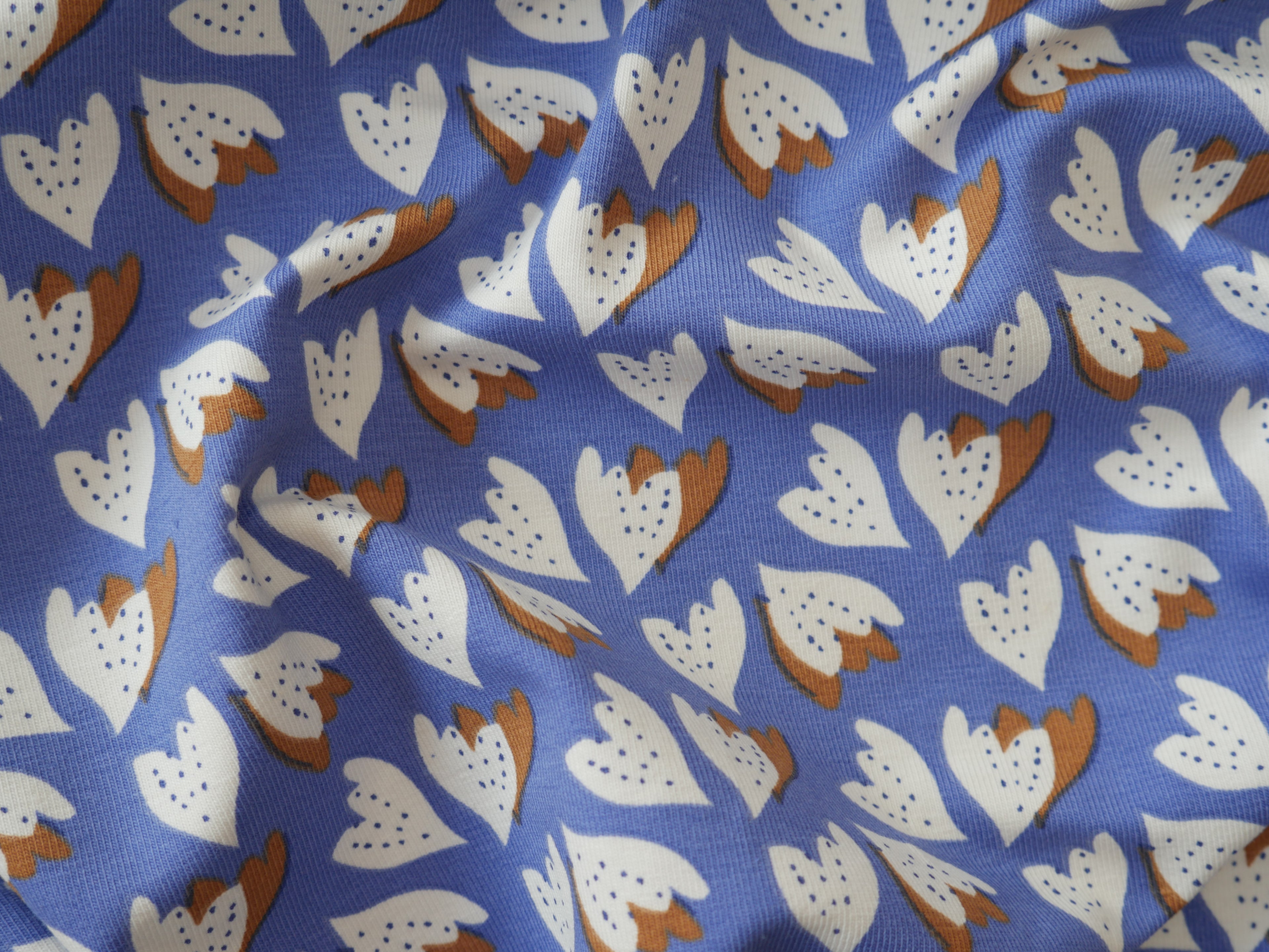 French Printed Cotton Jersey in Blue-Cotton Jersey-Flying Bobbins Haberdashery