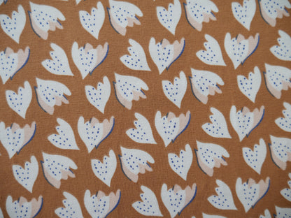 French Printed Cotton Jersey in Tan-Cotton Jersey-Flying Bobbins Haberdashery