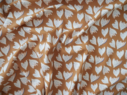 French Printed Cotton Jersey in Tan-Cotton Jersey-Flying Bobbins Haberdashery