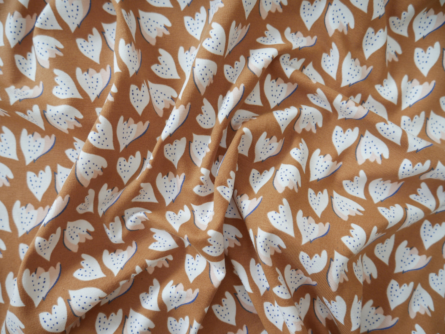 French Printed Cotton Jersey in Tan-Cotton Jersey-Flying Bobbins Haberdashery