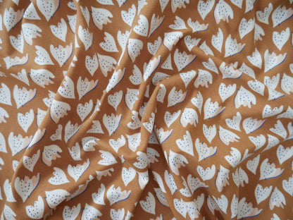 French Printed Cotton Jersey in Tan-Cotton Jersey-Flying Bobbins Haberdashery