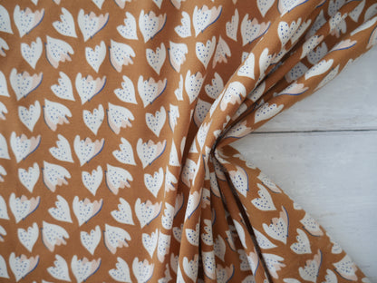 French Printed Cotton Jersey in Tan-Cotton Jersey-Flying Bobbins Haberdashery